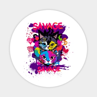 Graffiti Savage Cat T-shirt Magnet